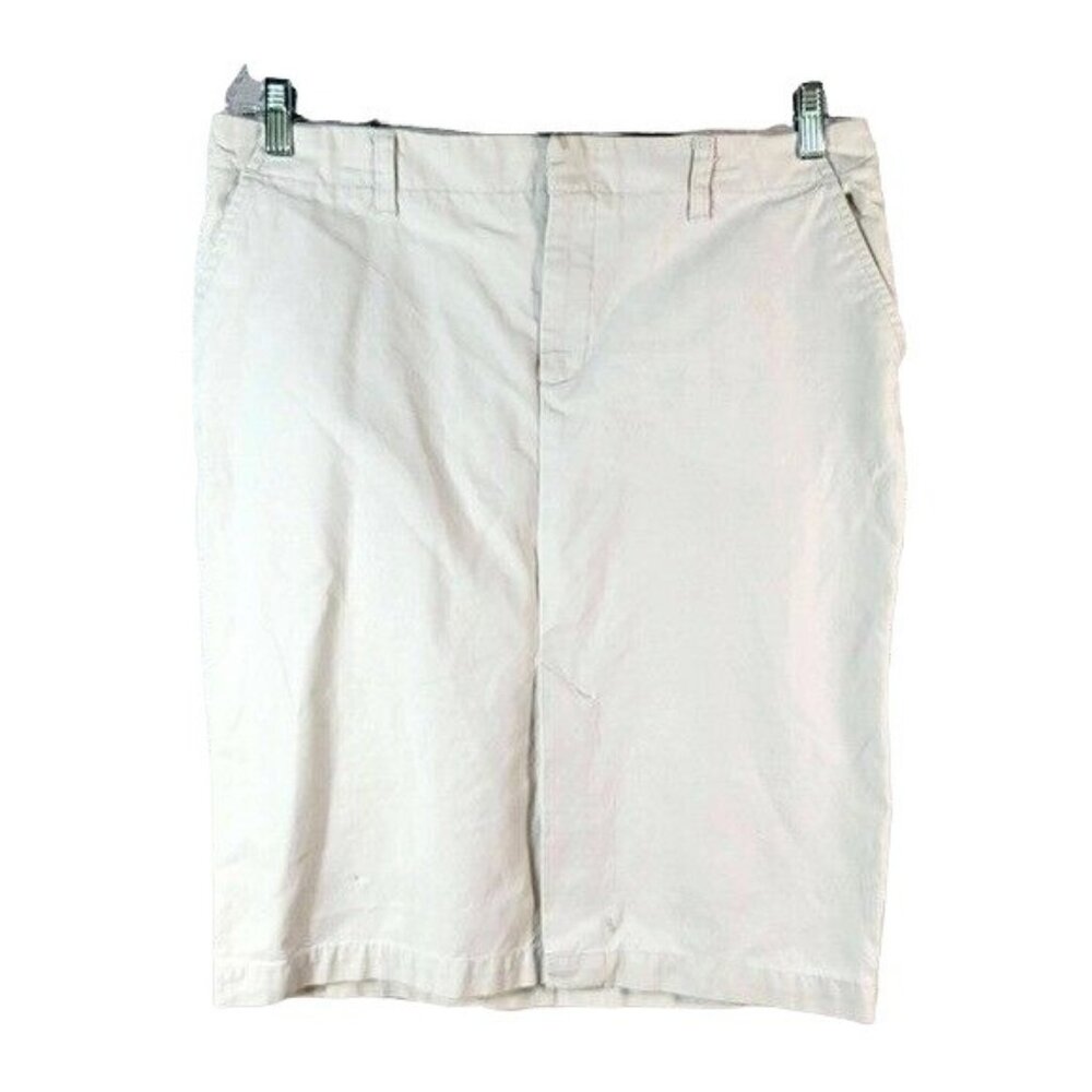 2/$15 Old Navy Womens Skirt Khaki SZ 12 Knee Length Modest Zip Pockets Straight